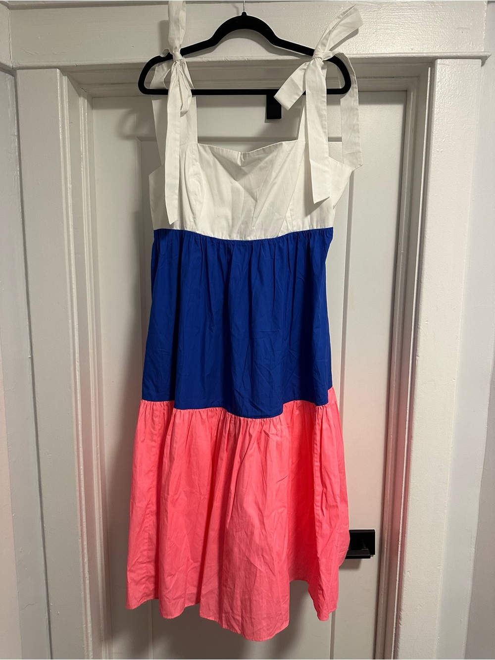 Lilly Pulitzer White, Blue & Pink Tiered Tie-Shoulder Dress